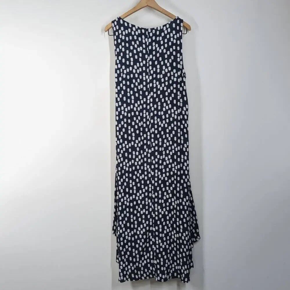 Mister Zimi Sleeveless High Low Shift Dress Navy Print Size 10 AU 6 US Preowned - Picture 3 of 7